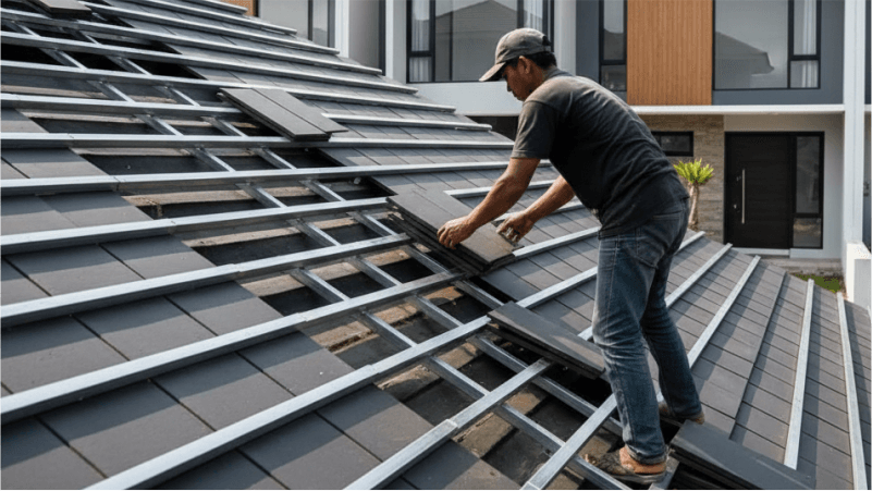 Proses Waterproofing Atap Spandek